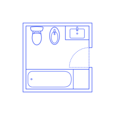 Layouts Bathrooms Full Bidet 2 Wall Facing Sticker Outline Svg File, Free Vectors File